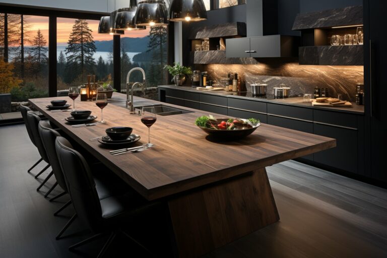 Sublimez votre cuisine avec un îlot noir et bois