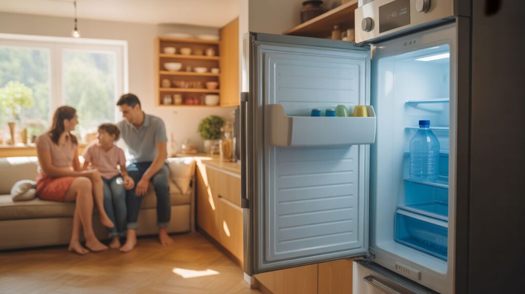 cuisine moderne congelateur ouvert famille