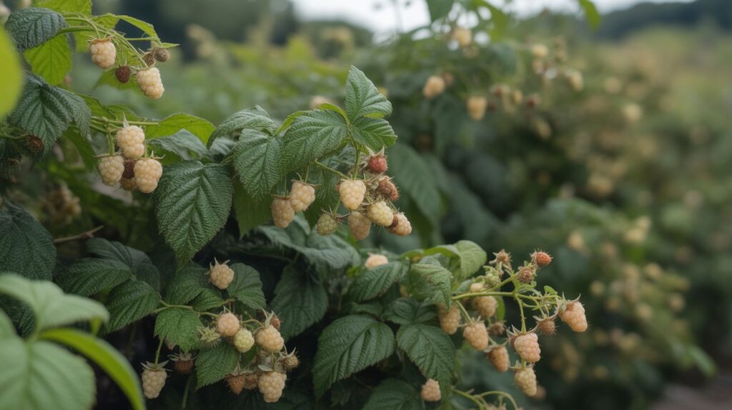 jardin framboises blanches realiste